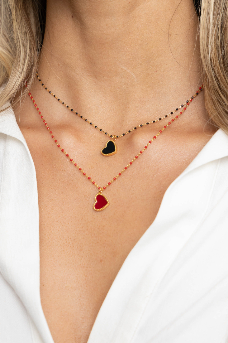 Paisley Heart Necklace - Red - Sahira Jewelry