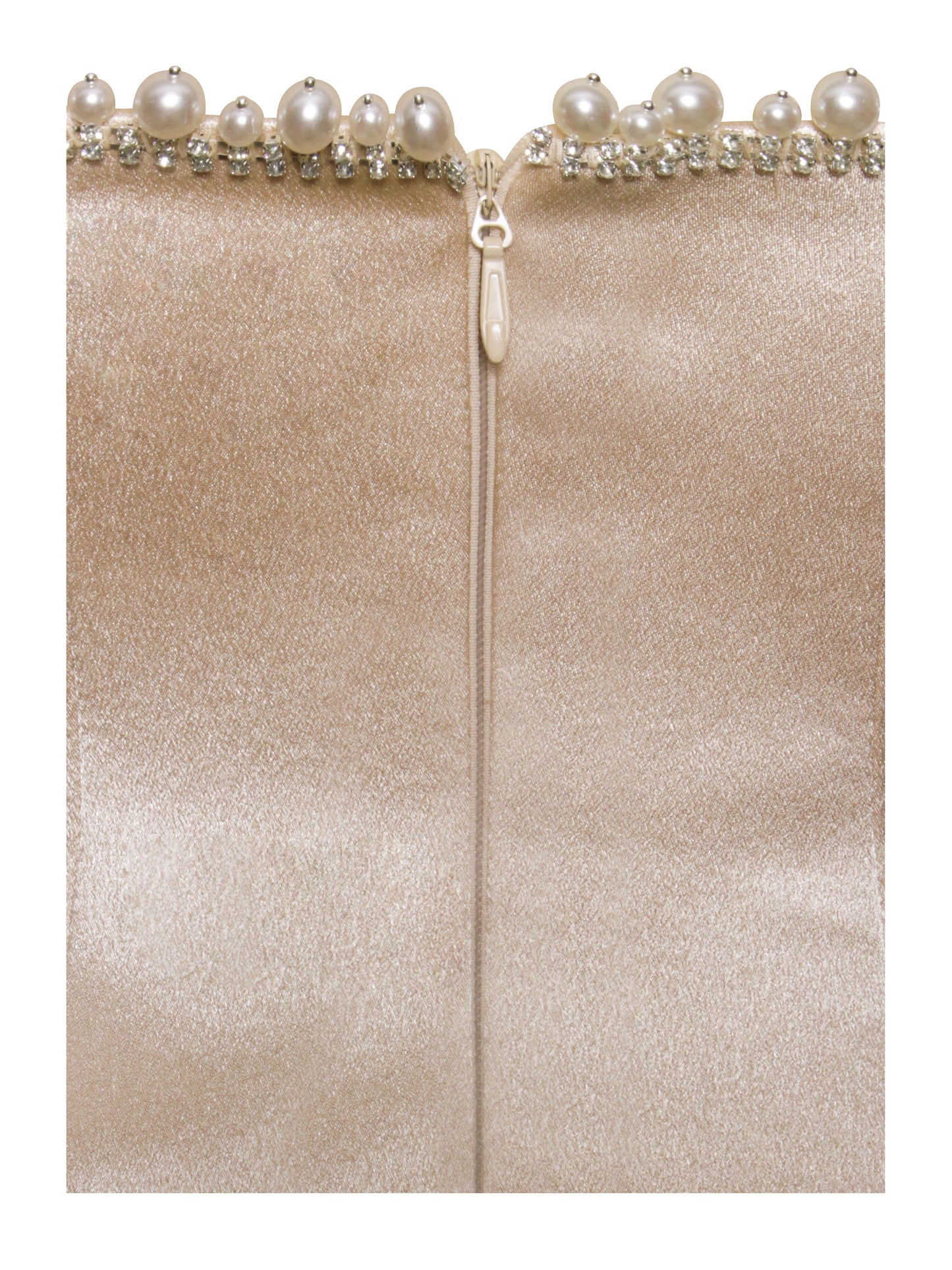 Paisley Pearl Trim Gold Mini Dress - Miss Circle