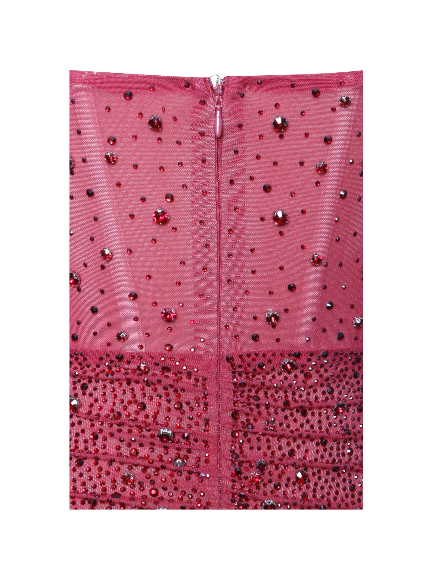 Fatima Burgundy Crystal Sleeveless Corset Mermaid Maxi Dress - Miss Circle