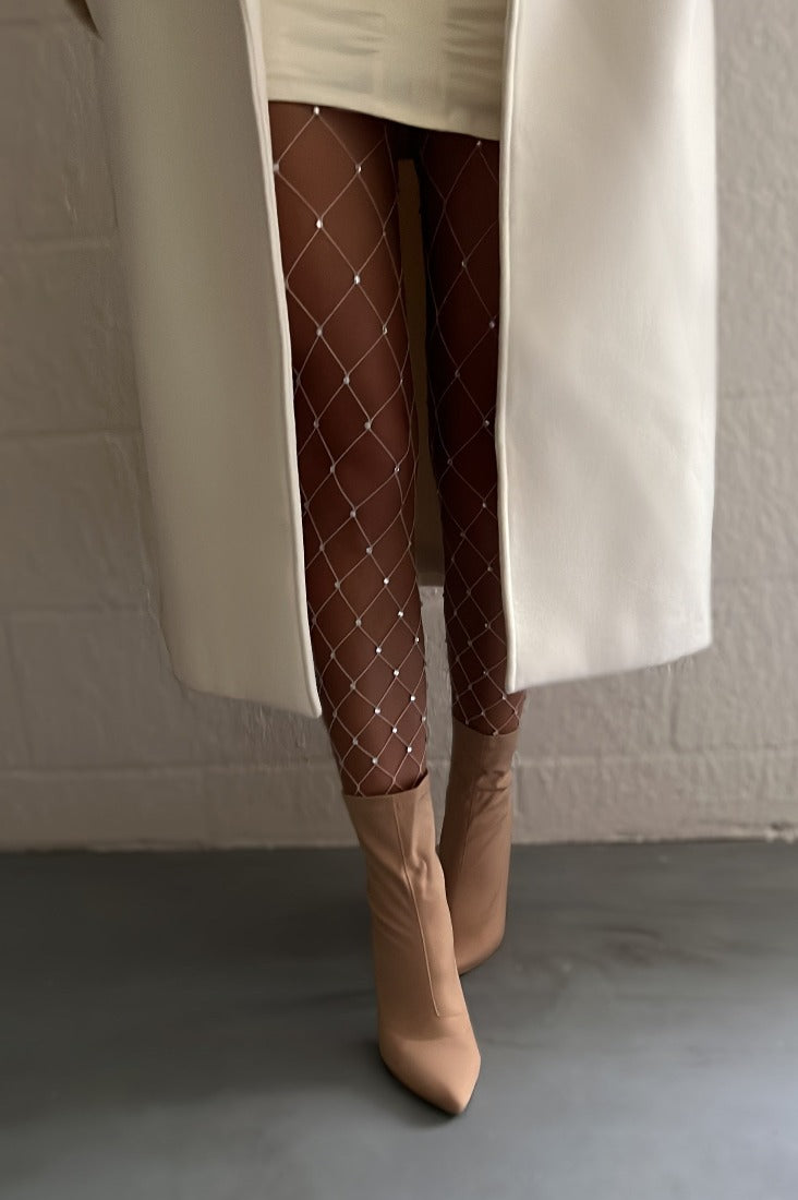 Nude Large Rhinestone Fishnets Style Sapphire Nude Large Rhinestone Fishnets Style Sapphire