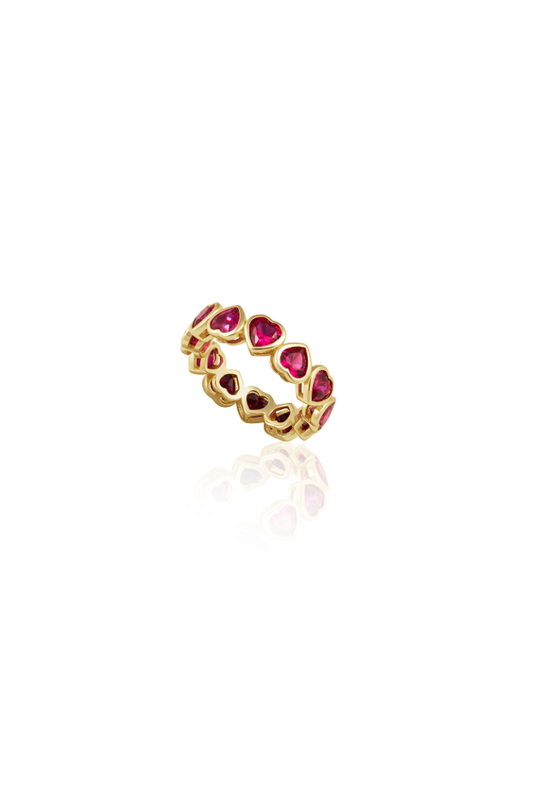 Bezel Heart Ring Ruby - Red - Sahira Jewelry
