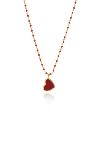 Paisley Heart Necklace - Red - Sahira Jewelry