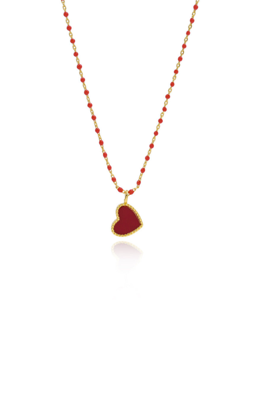 Paisley Heart Necklace - Red - Sahira Jewelry