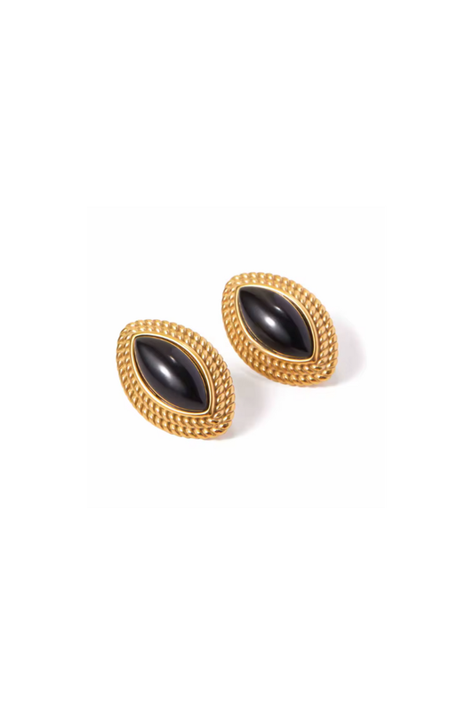 Lainey Black Gold Stud Earrings