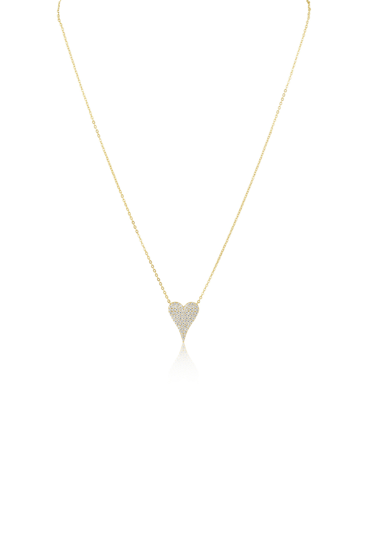 Sara Pave Heart Necklace - Sahira Jewelry