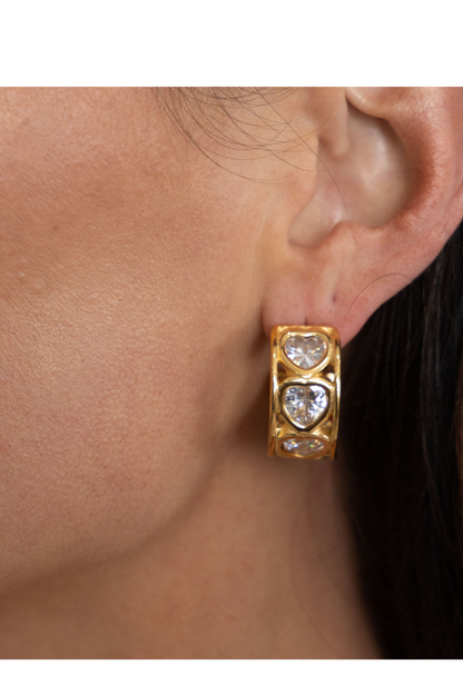 Bezel Heart Hoop - Sahira Jewelry