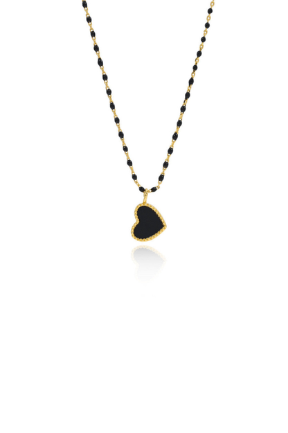 Paisley Heart Necklace - Black - Sahira Jewelry