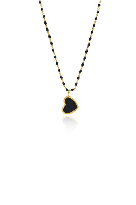 Paisley Heart Necklace - Black - Sahira Jewelry