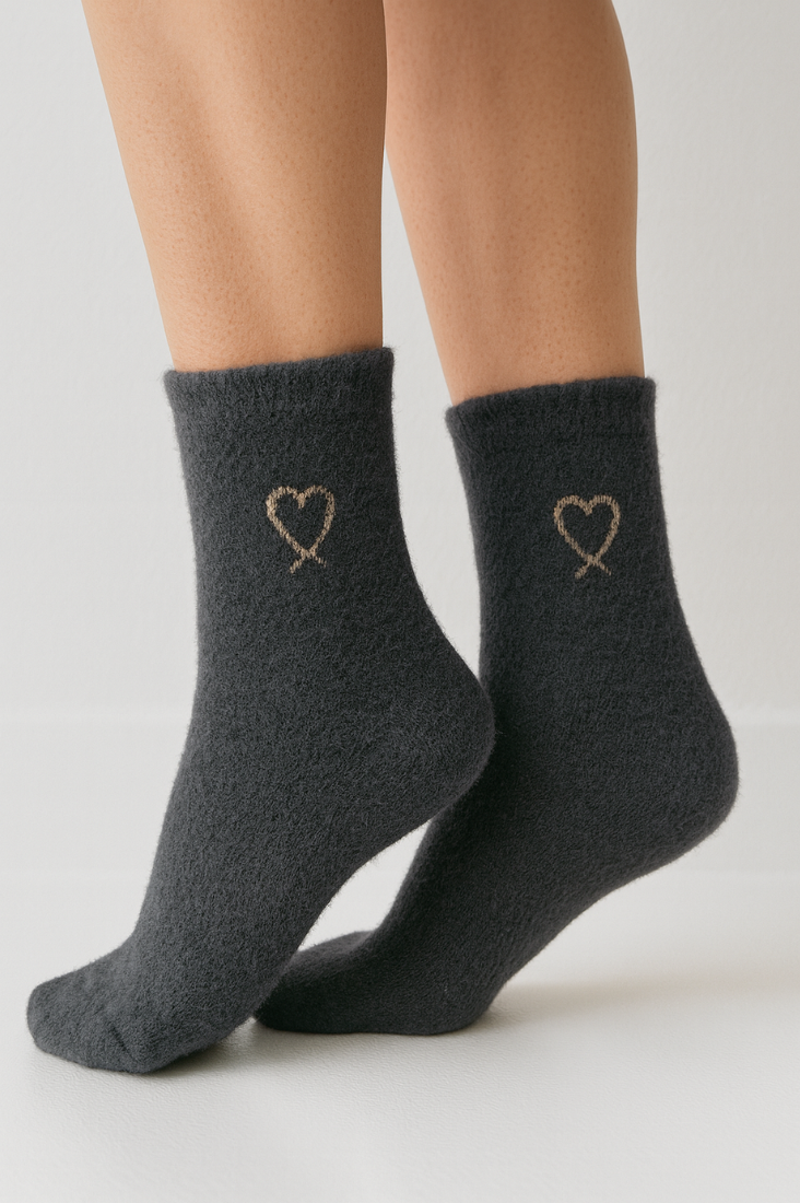 Fuzzy Heart Socks