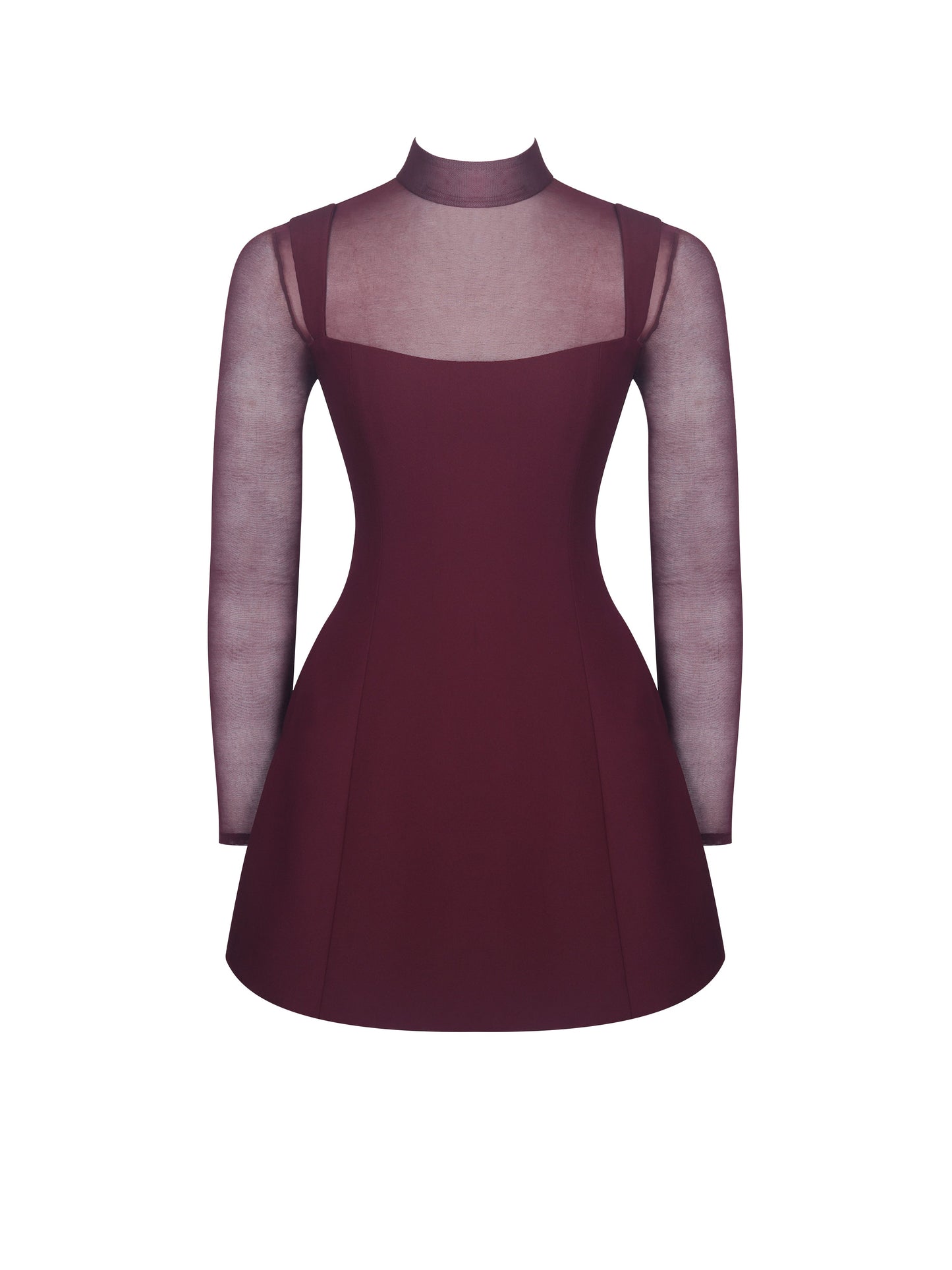 Natasha Burgundy Faux Two-Piece Turtleneck Mini Dress - Miss Circle