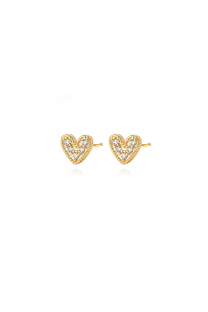 Nia Pave Heart Studs - Sahira Jewelry