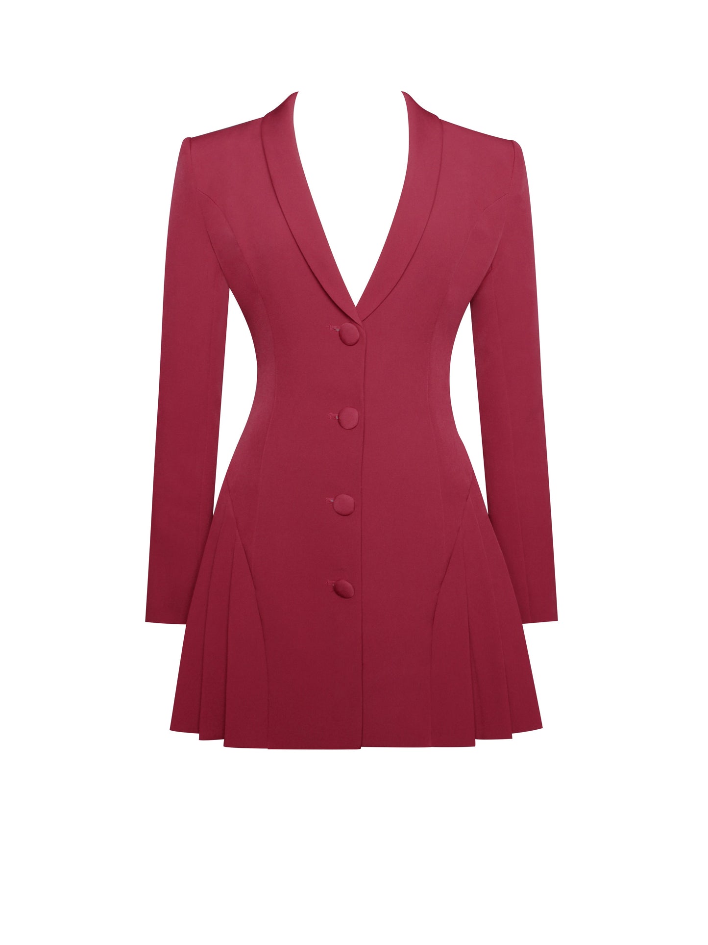 Delia Burgundy Blazer Dress with Pleated Detail - Miss Circle