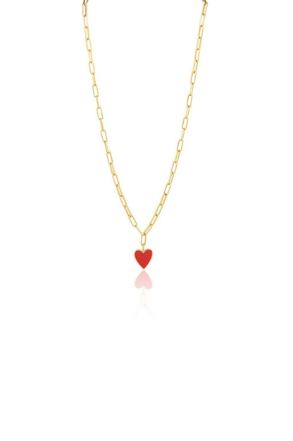 Jamie Enamel Heart Necklace - Red - Sahira Jewelry