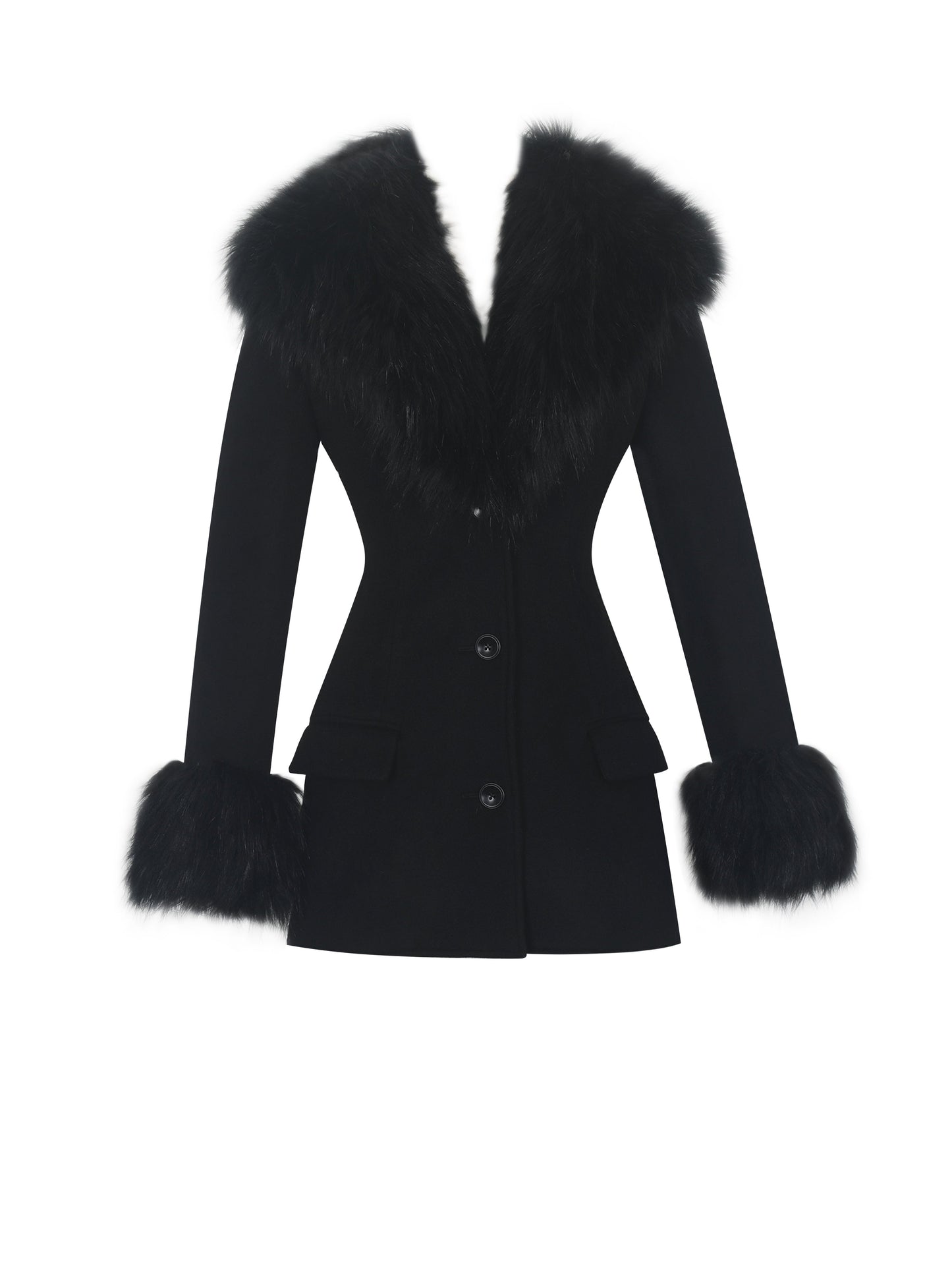 Hailee Black Single Breasted Wool Blend Mini Coat - Miss Circle