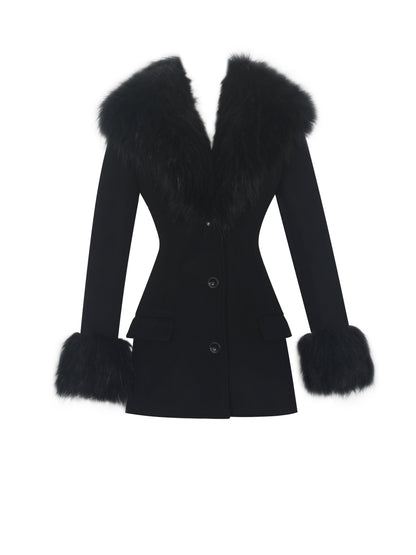 Hailee Black Single Breasted Wool Blend Mini Coat - Miss Circle