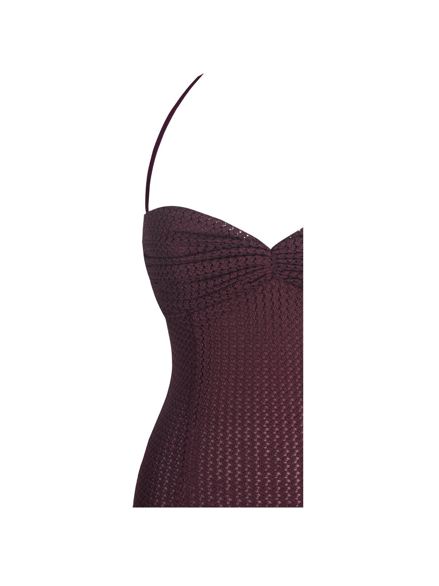 Pluma Maroon Halter Faux-Fur Trimmed Midi Dress - Miss Circle