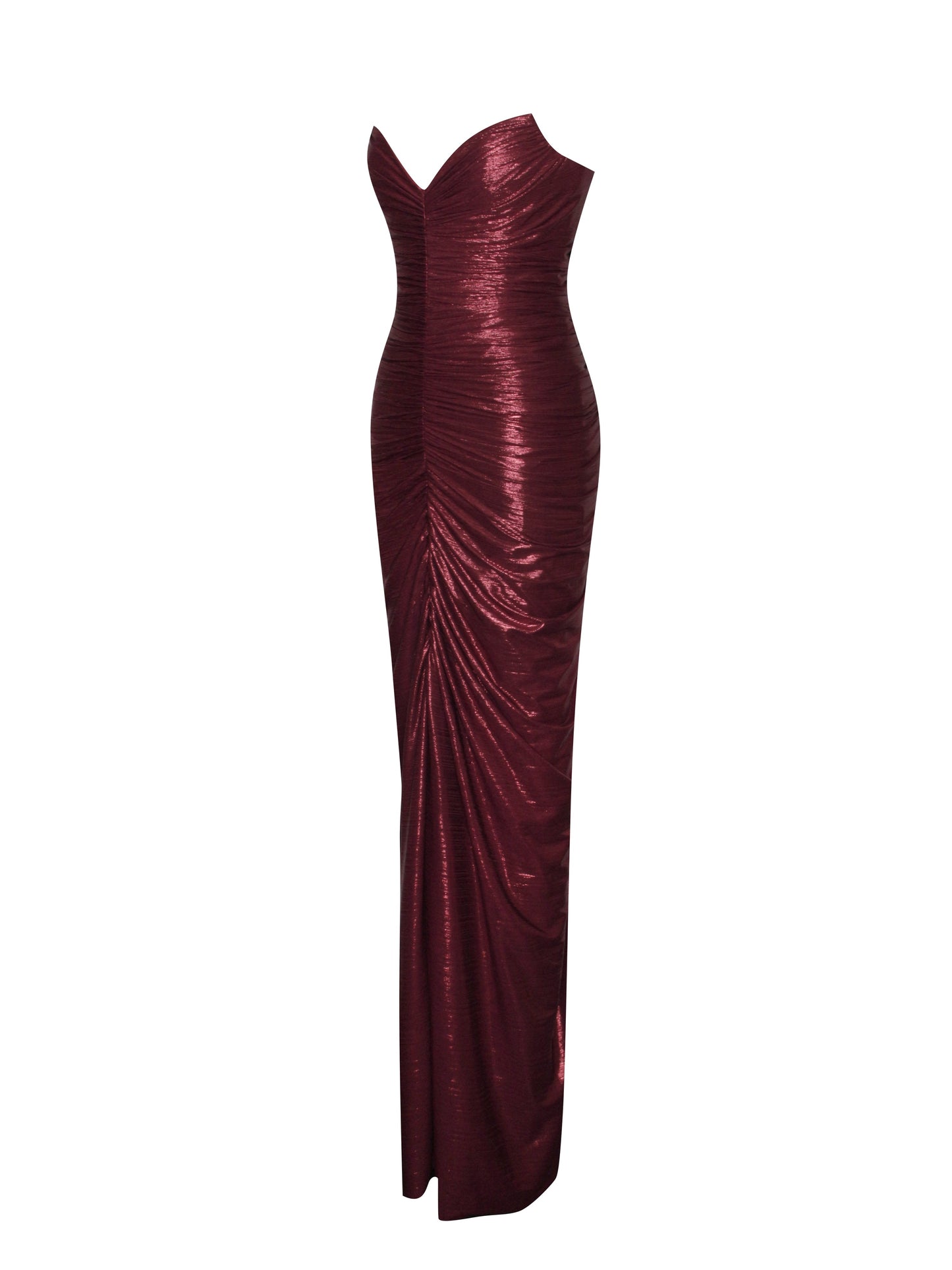 Sable Ruched Burgundy Glitter Mermaid Gown - Miss Circle