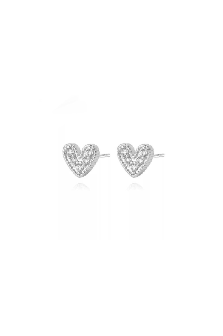 Nia Pave Heart Studs - Sahira Jewelry