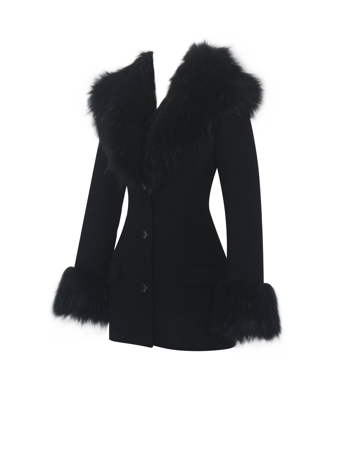Hailee Black Single Breasted Wool Blend Mini Coat - Miss Circle