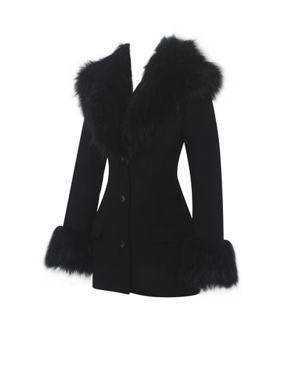 Hailee Black Single Breasted Wool Blend Mini Coat - Miss Circle