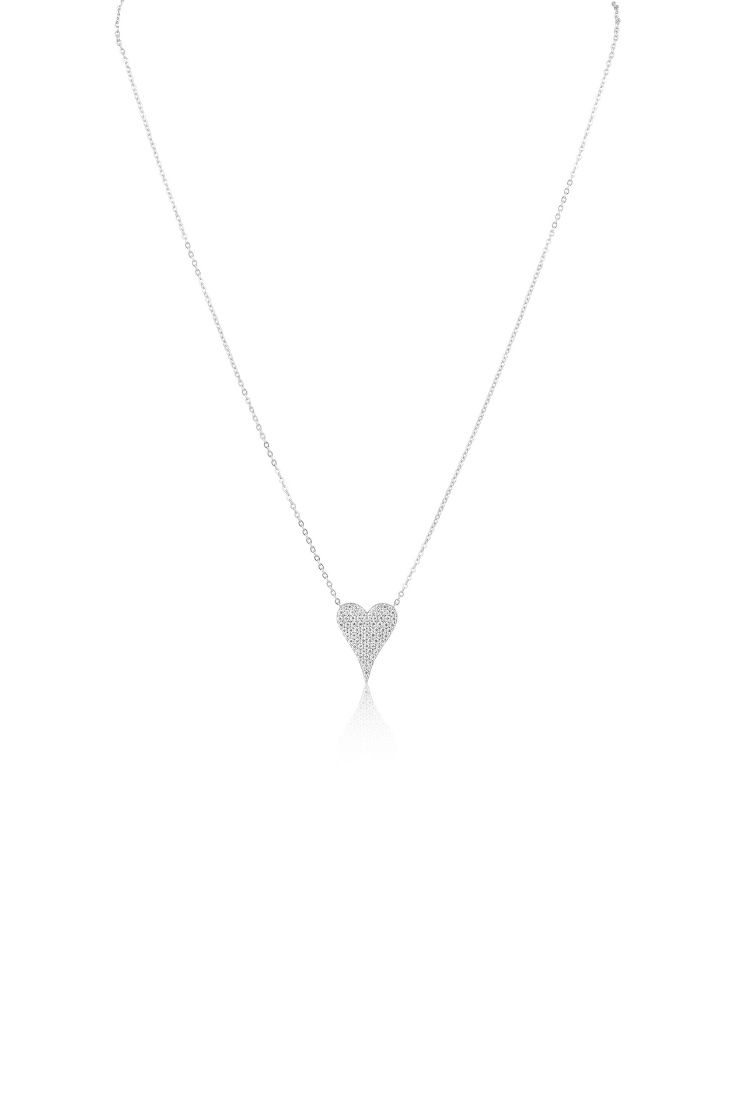Sara Pave Heart Necklace - Sahira Jewelry