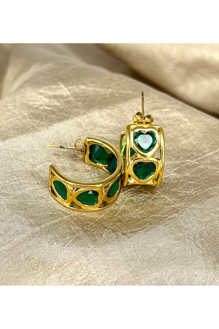 Bezel Heart Hoop - Sahira Jewelry