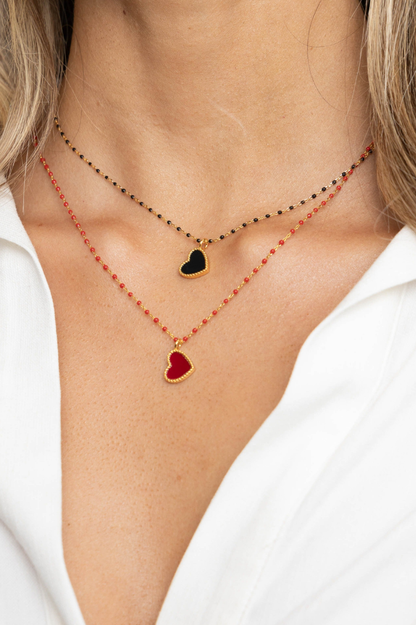 Paisley Heart Necklace - Black - Sahira Jewelry