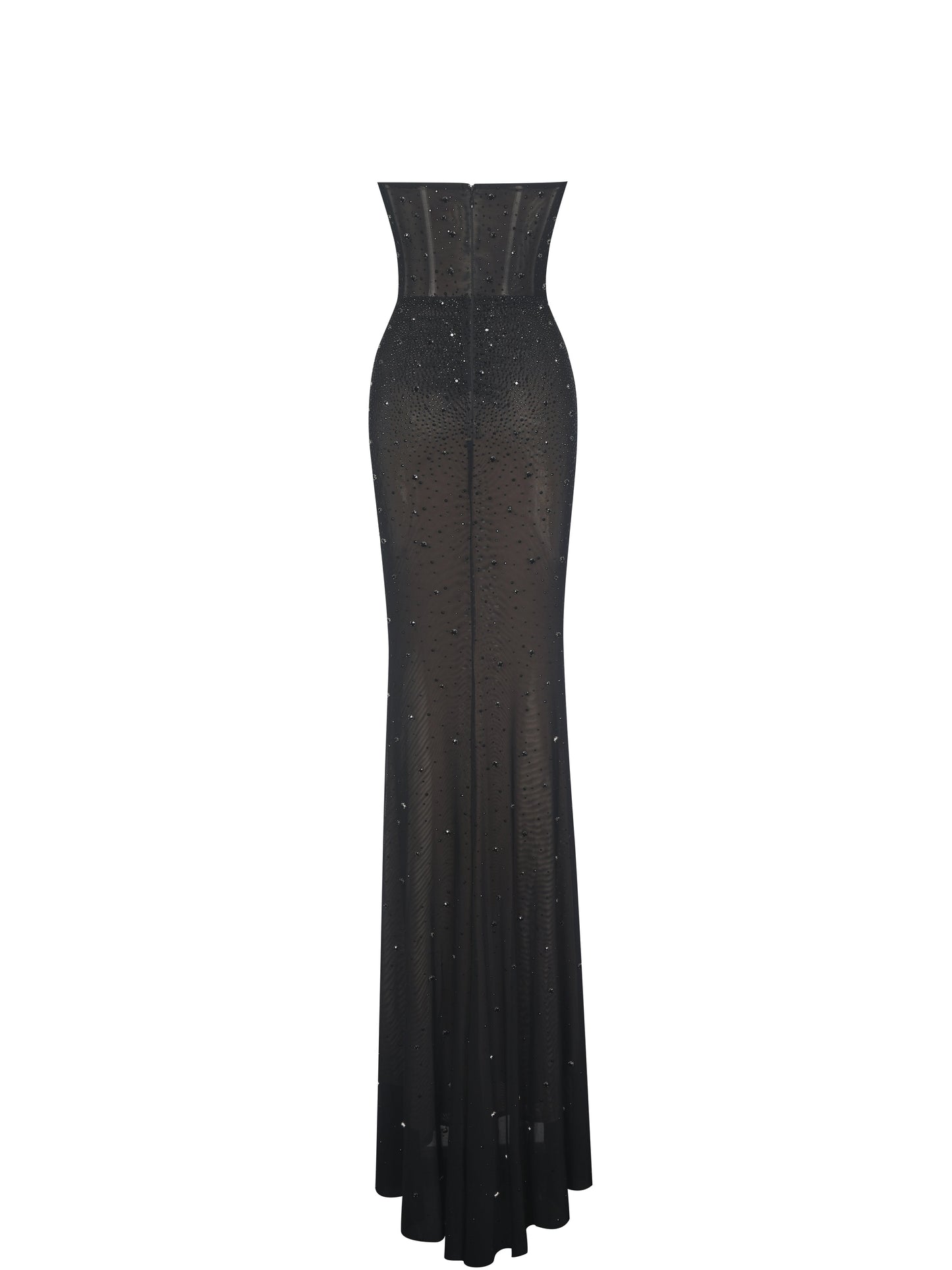 Fatima Black Crystal Sleeveless Corset Mermaid Maxi Dress - Miss Circle