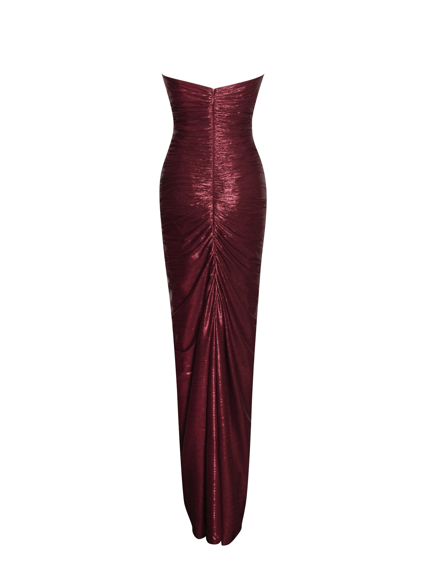 Sable Ruched Burgundy Glitter Mermaid Gown - Miss Circle