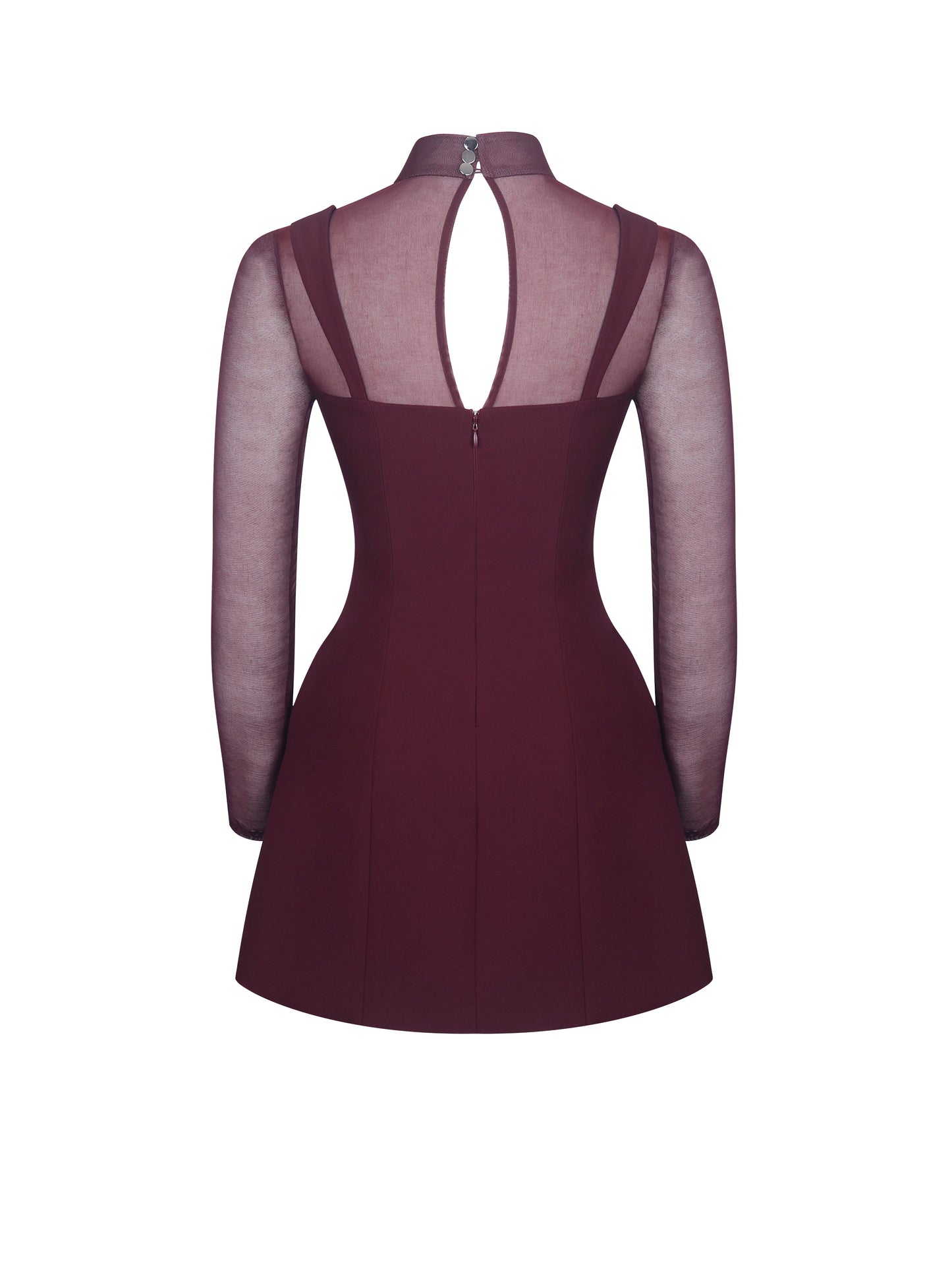 Natasha Burgundy Faux Two-Piece Turtleneck Mini Dress - Miss Circle