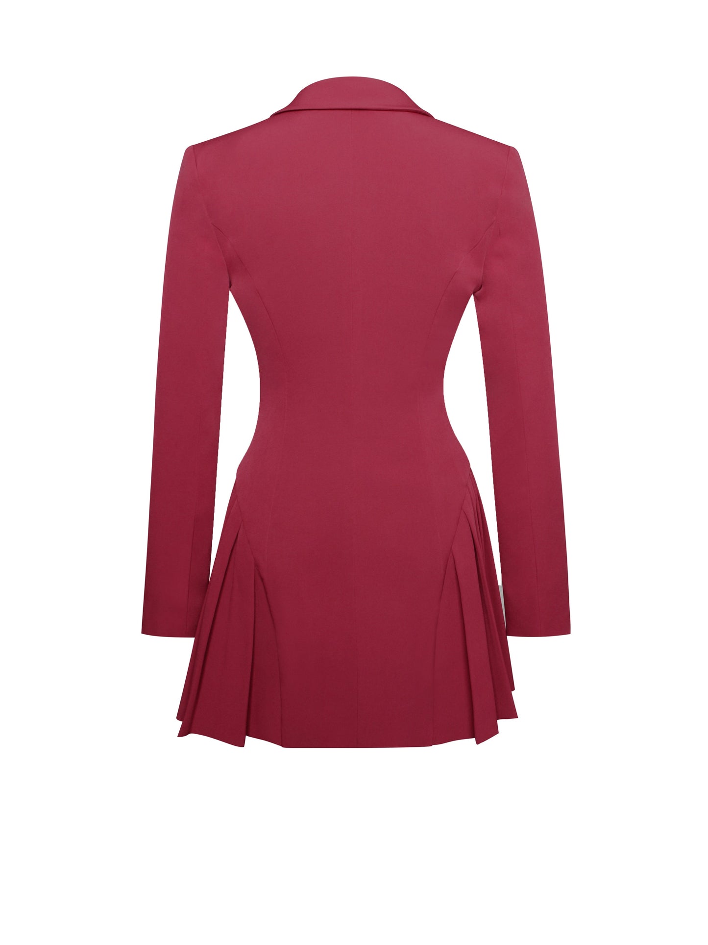 Delia Burgundy Blazer Dress with Pleated Detail - Miss Circle