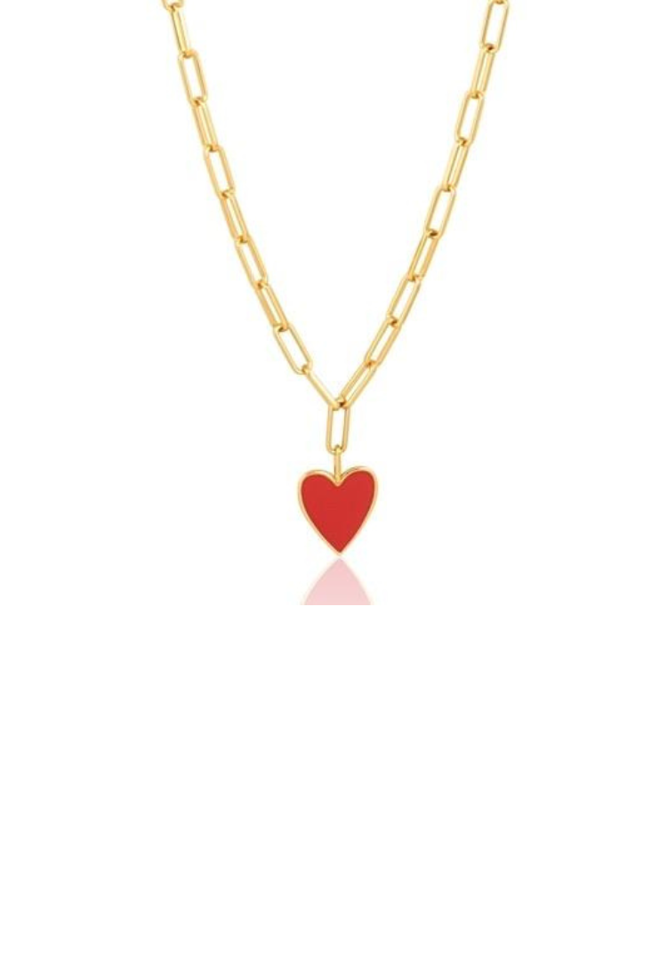 Jamie Enamel Heart Necklace - Red - Sahira Jewelry