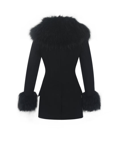 Hailee Black Single Breasted Wool Blend Mini Coat - Miss Circle