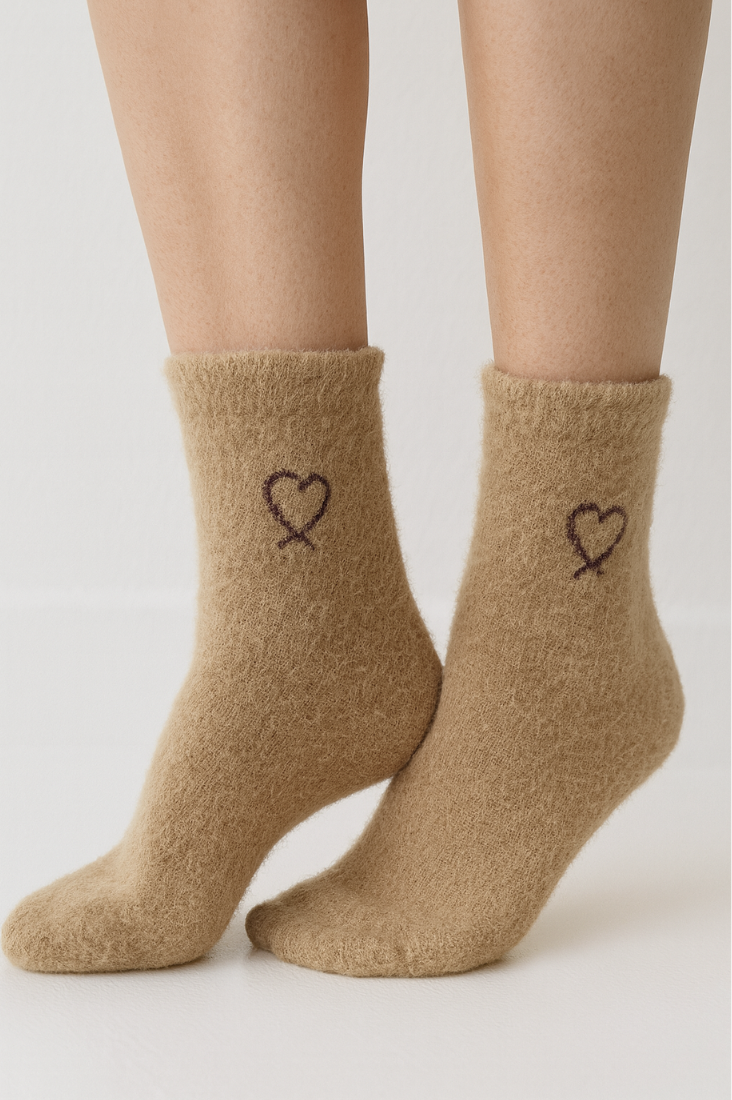 Fuzzy Heart Socks