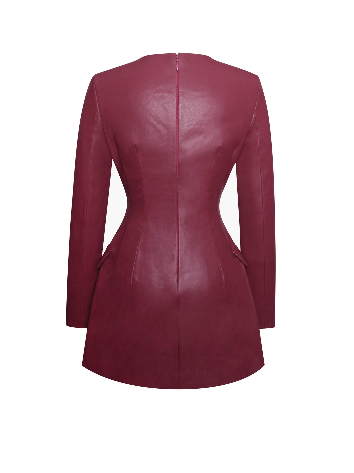 Baila Burgundy Vegan Leather Blazer Mini Dress - Miss Circle