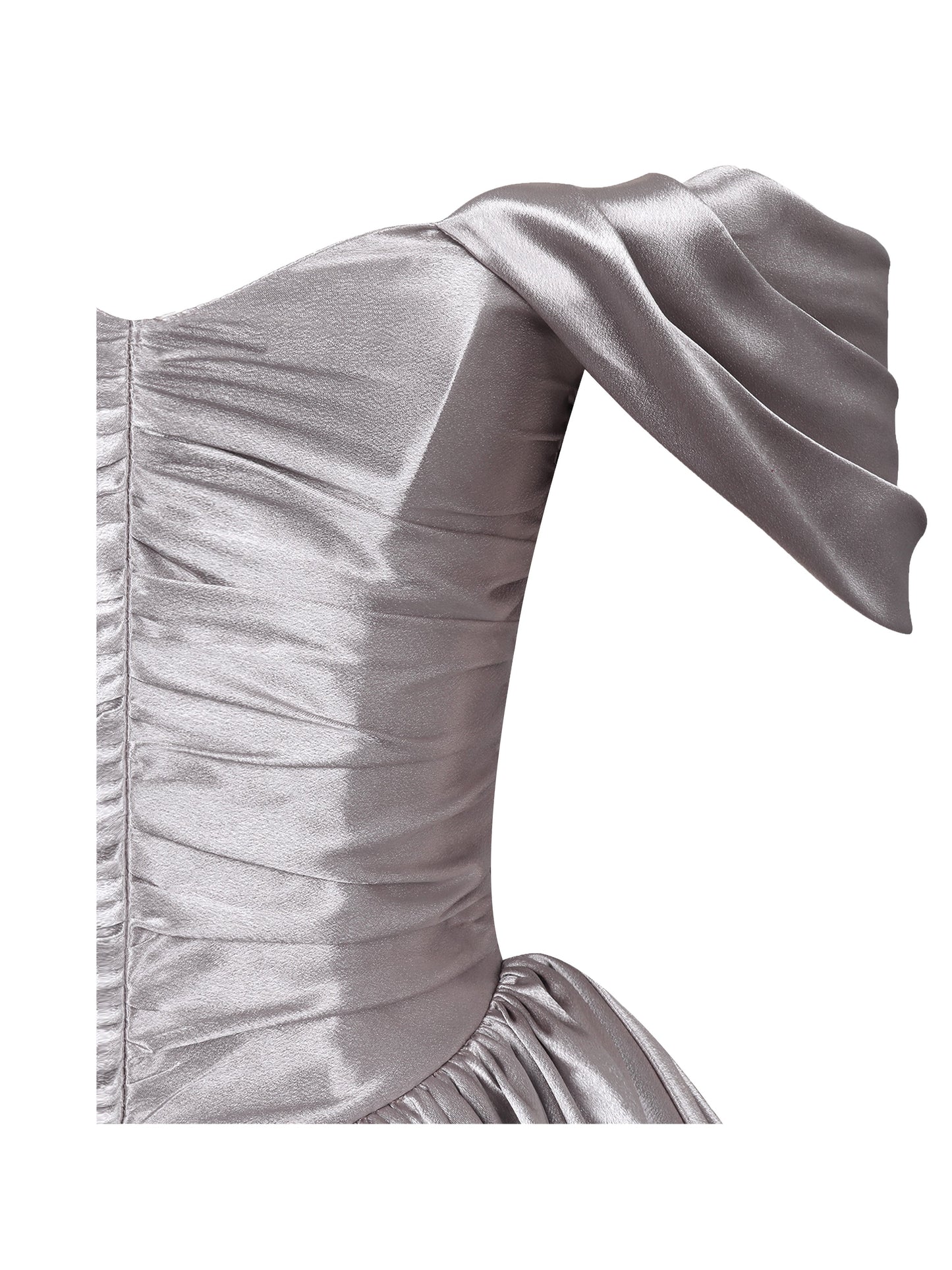 Milena Champagne Ruched Asymmetrical Bubble Mini Dress - Miss Circle