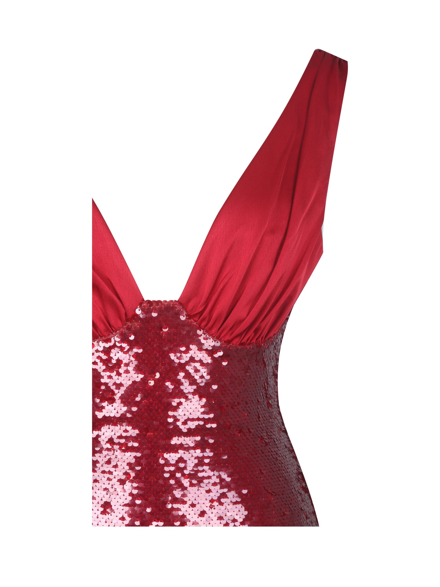 Shanelle Crimson Sequin Plunging Midi Dress - Miss Circle
