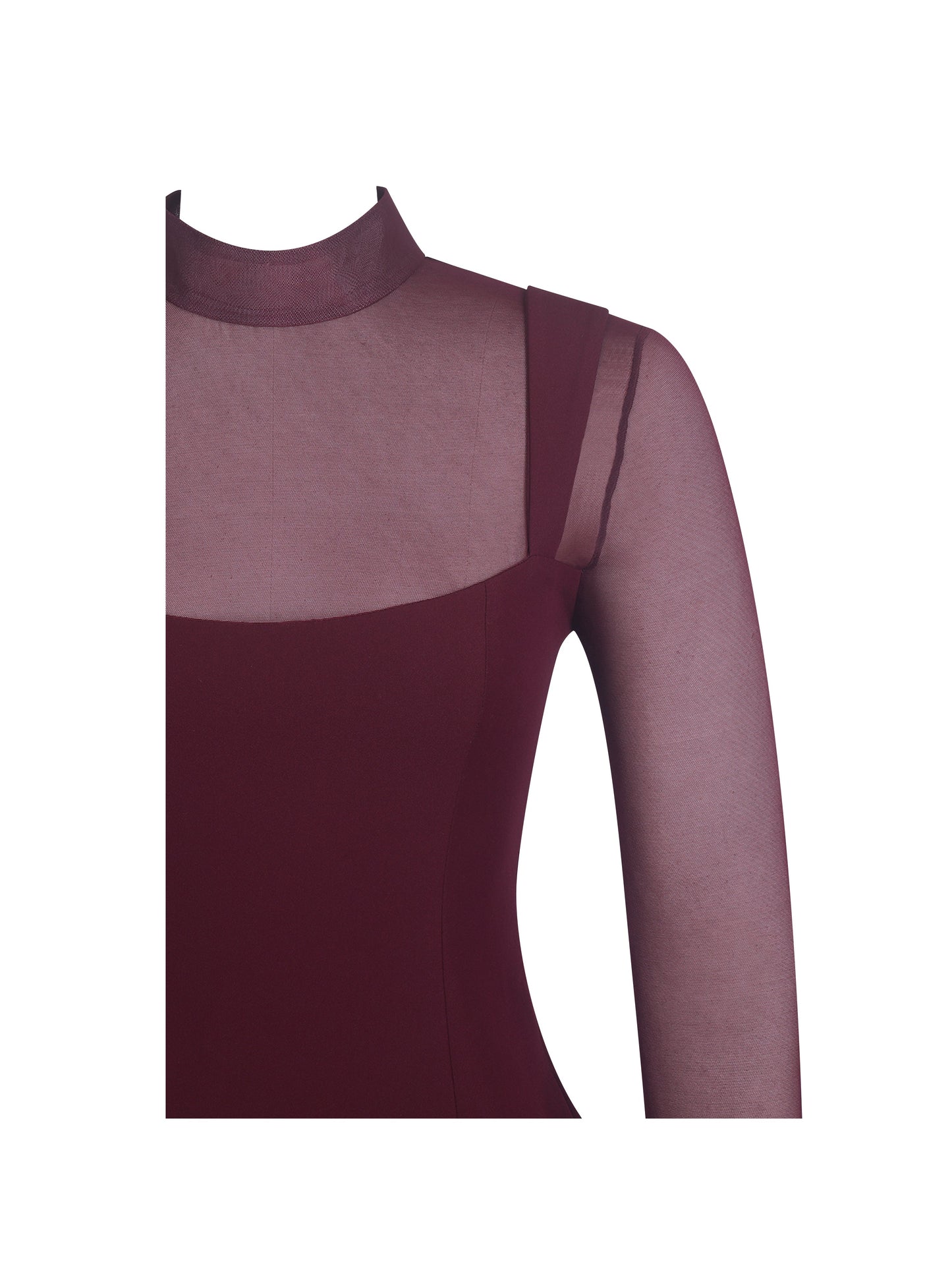 Natasha Burgundy Faux Two-Piece Turtleneck Mini Dress - Miss Circle