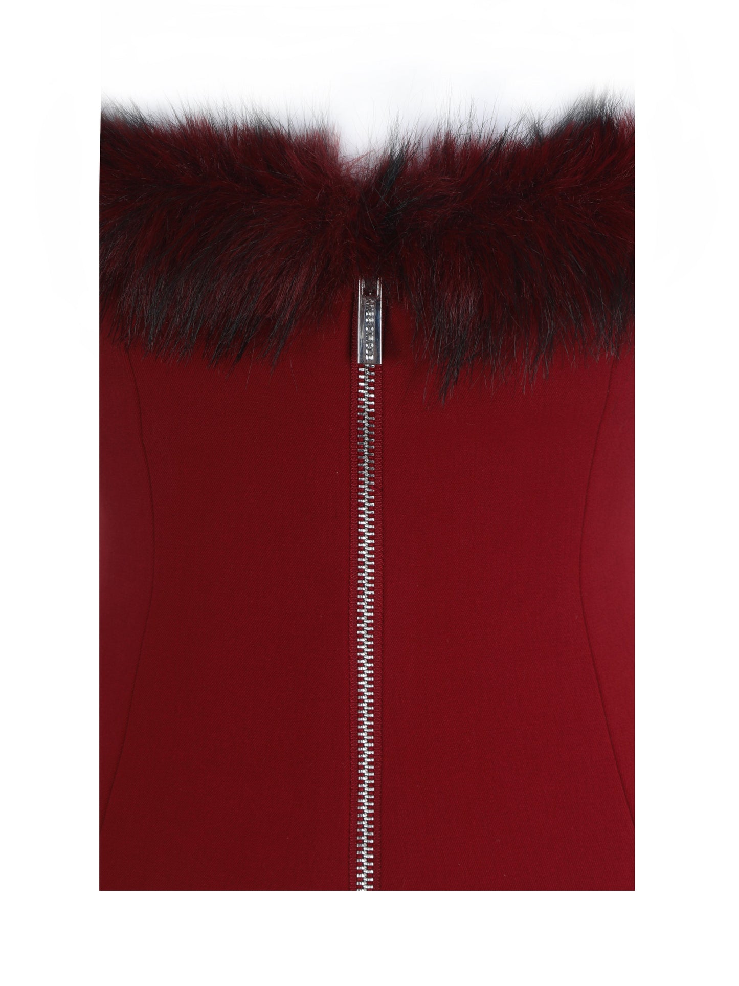 Ivette Crimson Fur-Trimmed Peplum Top - Miss Circle