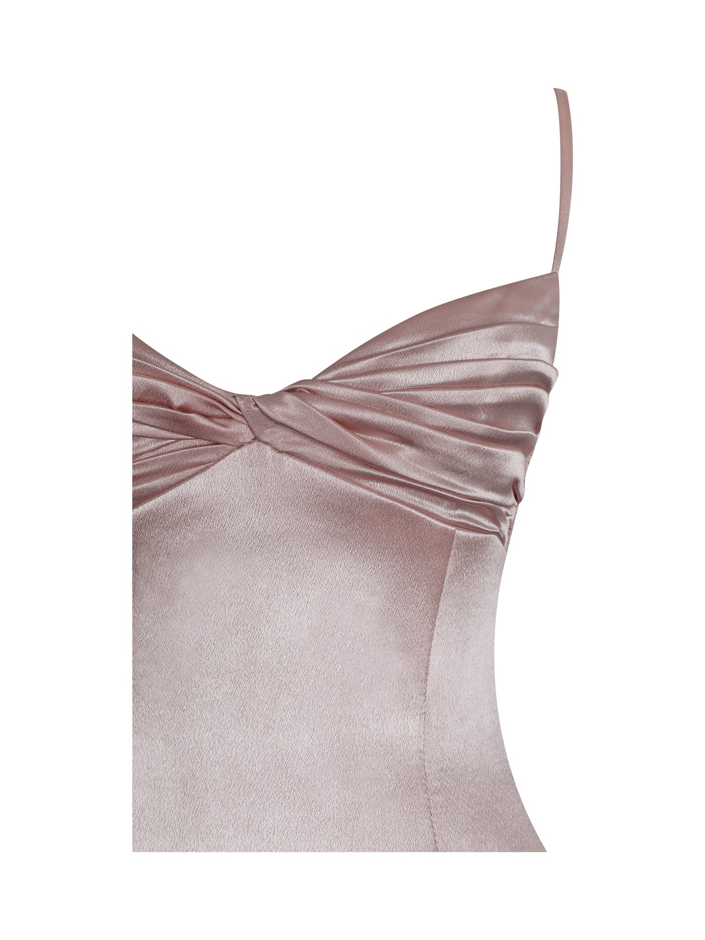 Tullia Dusty Rose Satin Ruched Midi Dress - Miss Circle