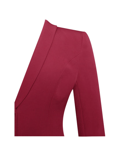 Delia Burgundy Blazer Dress with Pleated Detail - Miss Circle