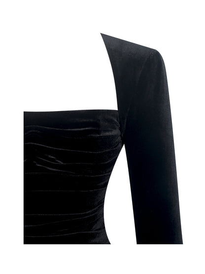 Catrina Black Velvet Mini Dress - Miss Circle