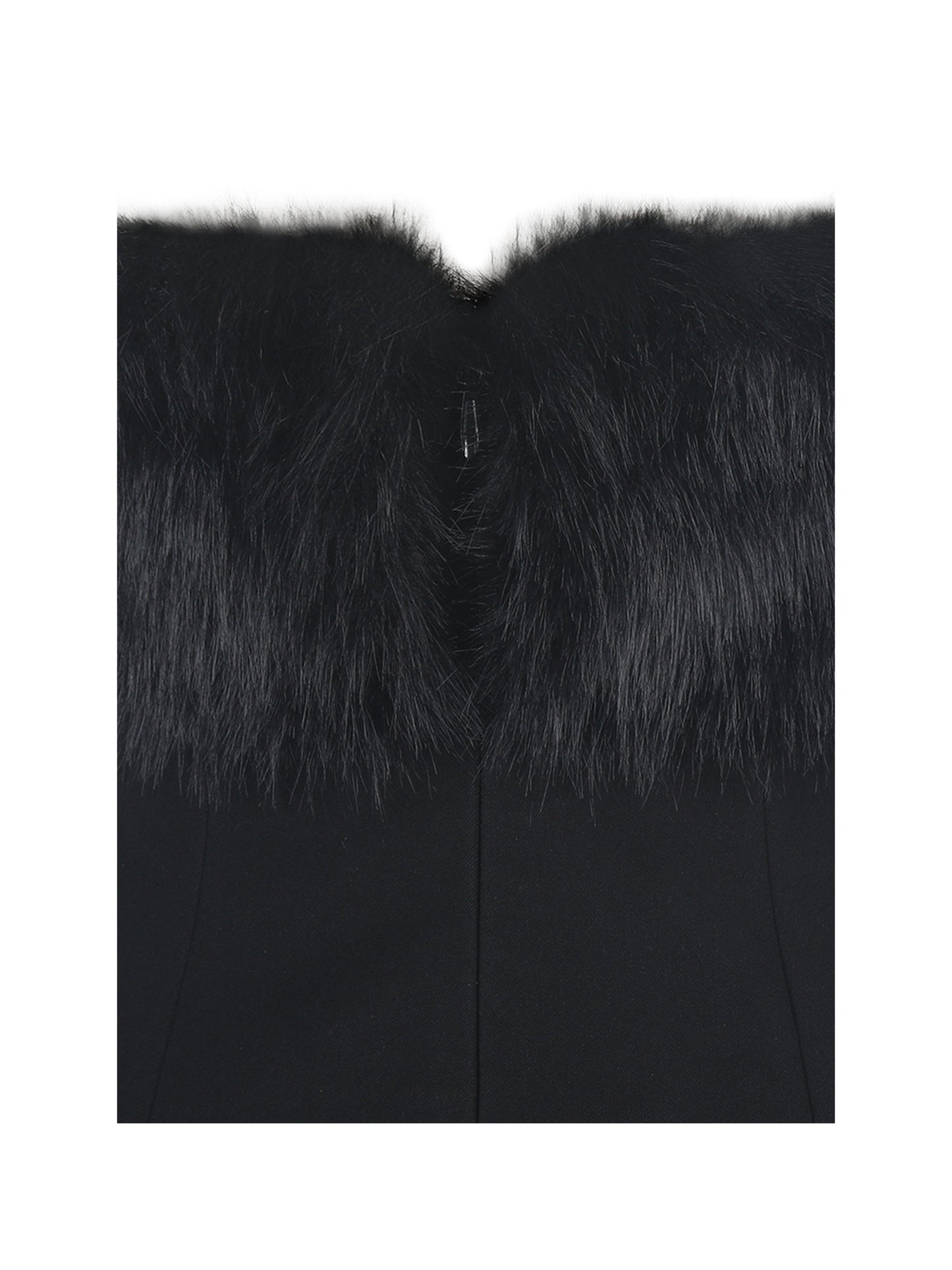 Evelyn Black Fur-Trimmed Mini A-Line Dress - Miss Circle