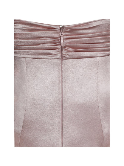 Tullia Dusty Rose Satin Ruched Midi Dress - Miss Circle