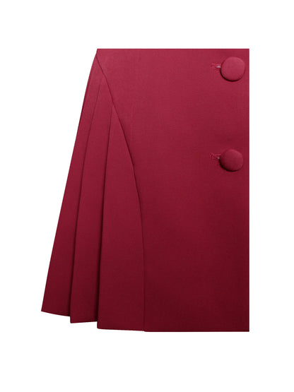 Delia Burgundy Blazer Dress with Pleated Detail - Miss Circle