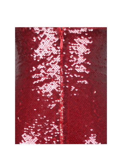 Shanelle Crimson Sequin Plunging Midi Dress - Miss Circle