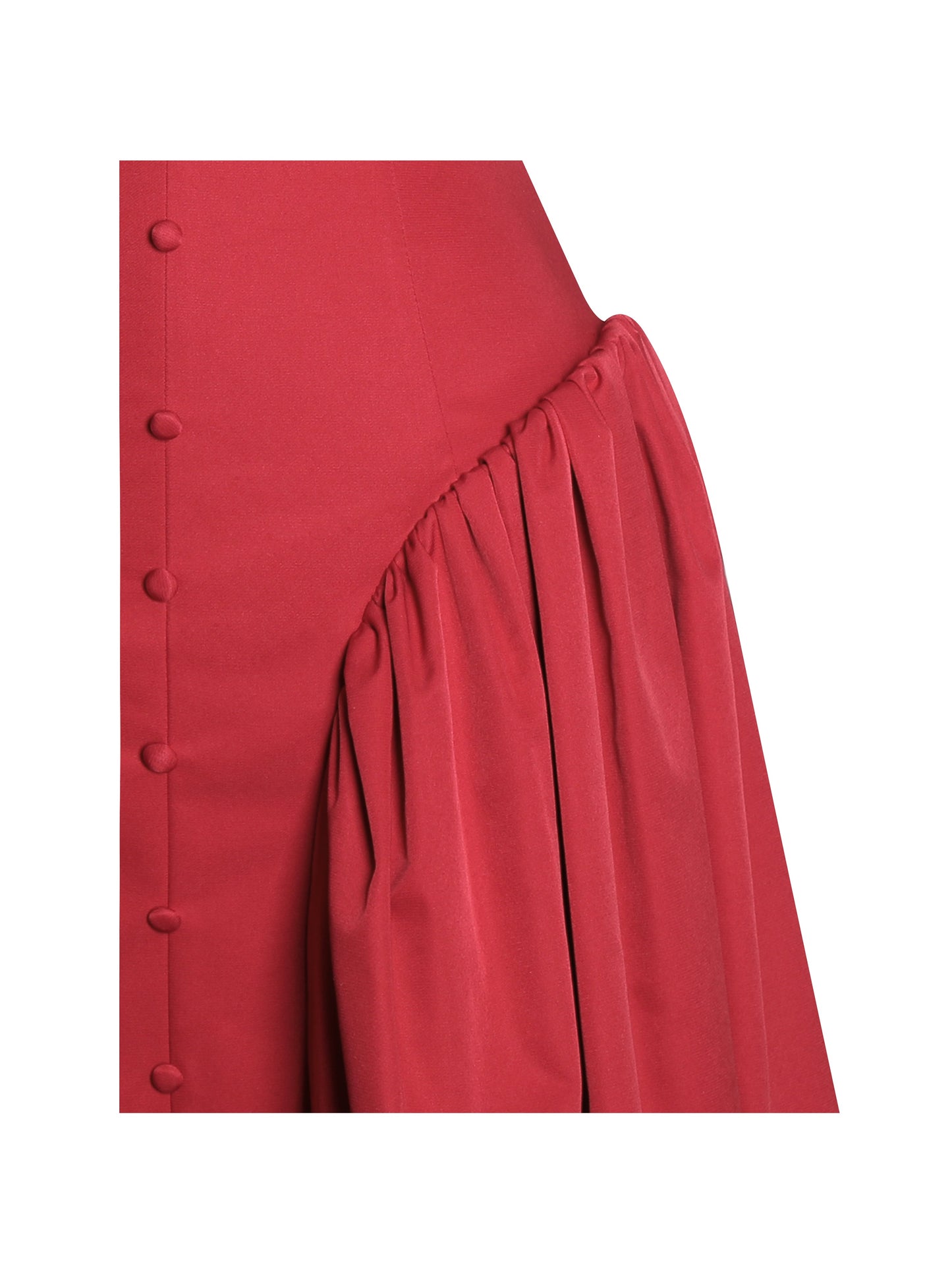 Nahla Red Drop Waist Midi Dress with Buttons - Miss Circle