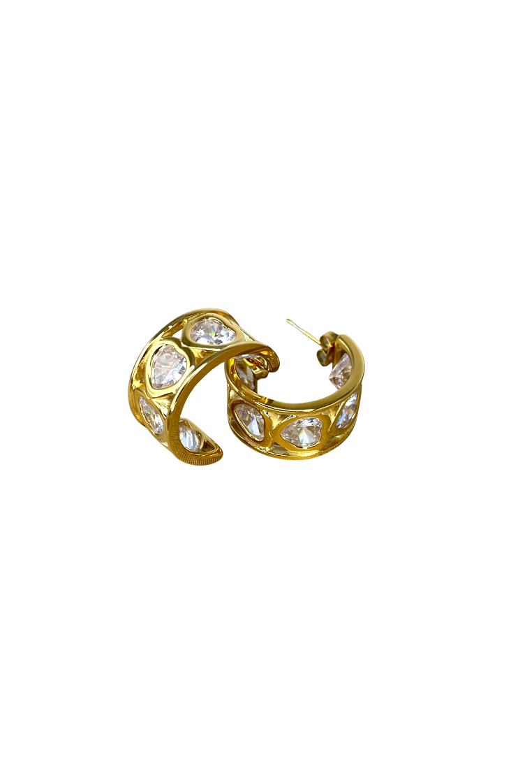 Bezel Heart Hoop - Sahira Jewelry