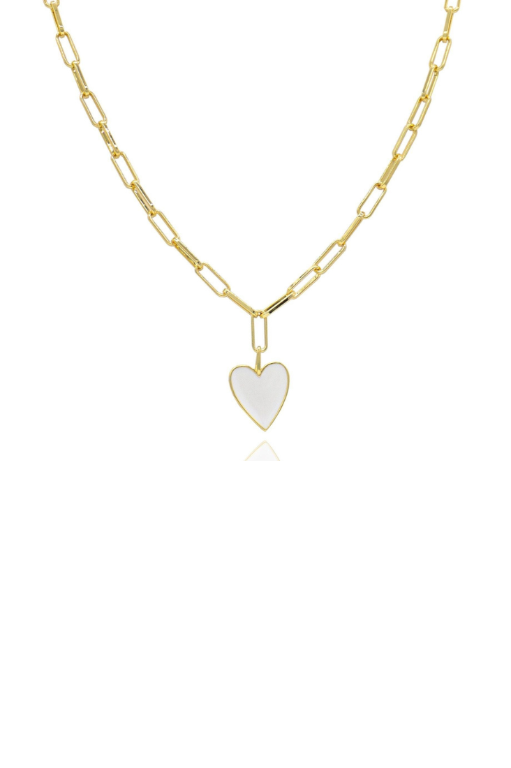Jamie Enamel Heart - White - Sahira Jewelry