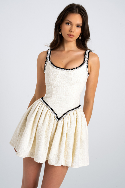 Coco Tweed V Waist Mini Dress - Miss Circle